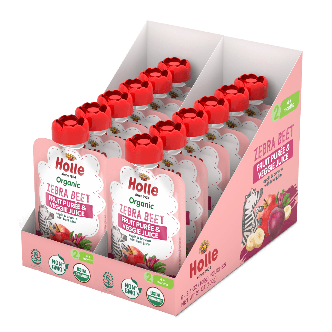 Holle Organic Zebra Beet - Fruit & Veggie Purée Pouches
