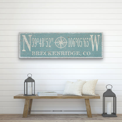 Personalized Coordinates Compass Rose Canvas Sign