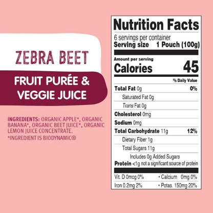 Holle Organic Zebra Beet - Fruit & Veggie Purée Pouches
